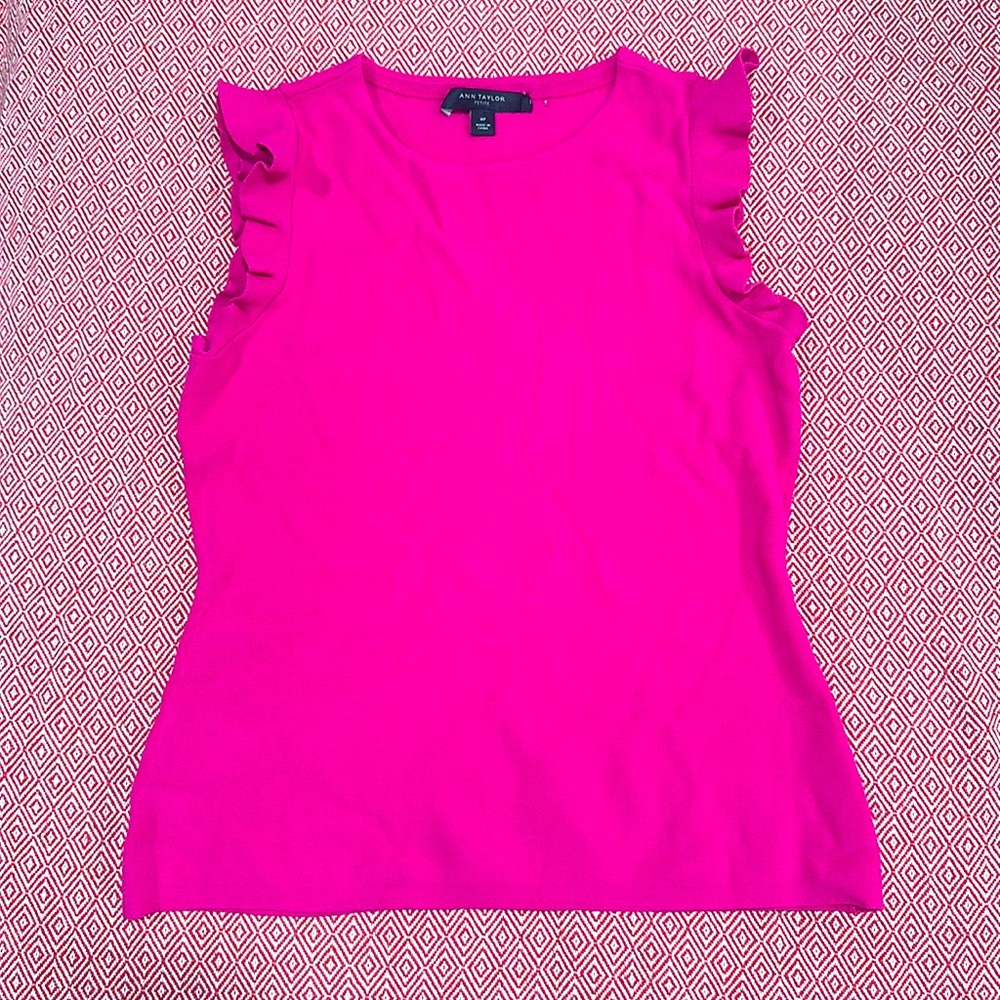 Ann Taylor pink ruffle sleeve tank
